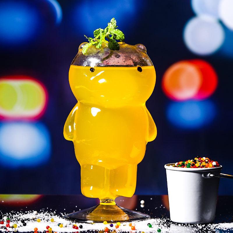 

Cute Bear Cup Cocktail Glass European Restaurant Hotel Glassware Wineglass Cold Drink Can Juice Bottle Smoothie Container 230ml