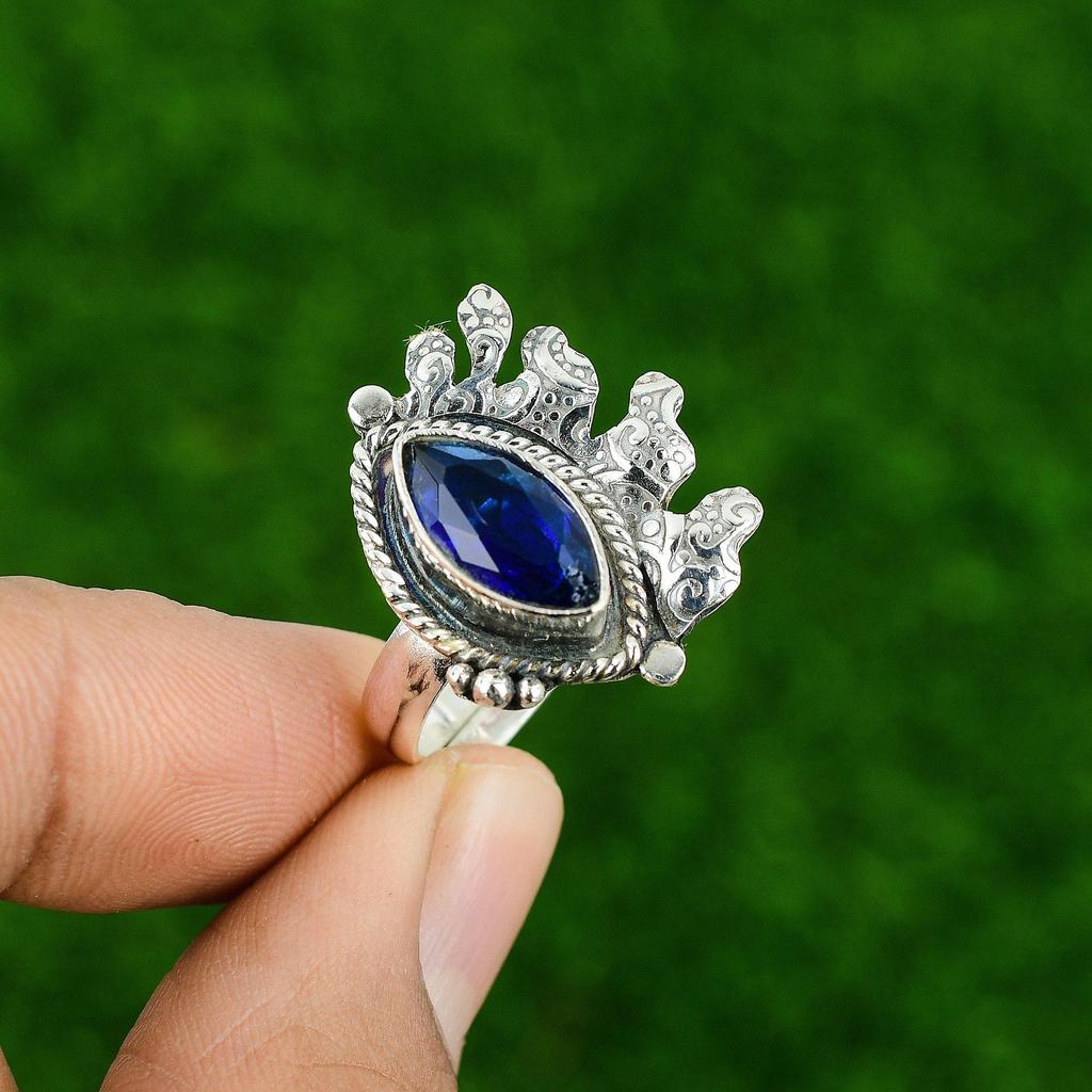 Natural Tanzanite Quartz Multi Stone Adjustable Ring 925 Silver For Women