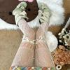 Y2K Vintage Solid Fishnet Lace Pattern Tights Stockings Hollowed Rhombus Lace Up Geometric Jacquard Pantyhose Leggings