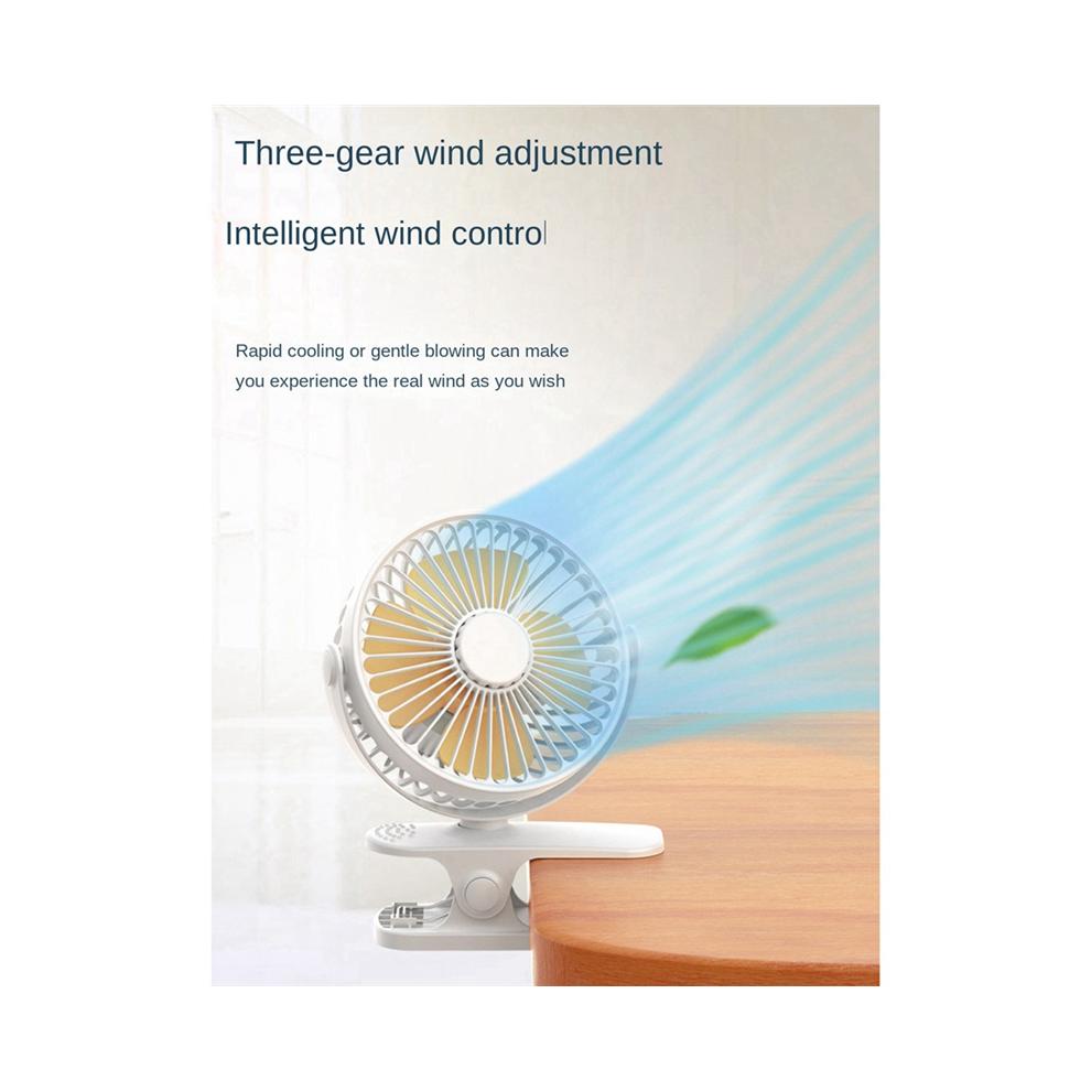 1200Mah Summer Clip-on Fan Portable Automatic Oscillating Head Rechargeable High Wind Power for Student Black
