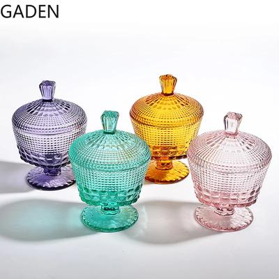 Barattolo di Caramelle in Vetro Colorato Barattolo Portaoggetti Retro Europeo con Coperchio Barattolo Portaoggetti Scatola Portaoggetti Domestica Accessori per la Decorazione della Casa