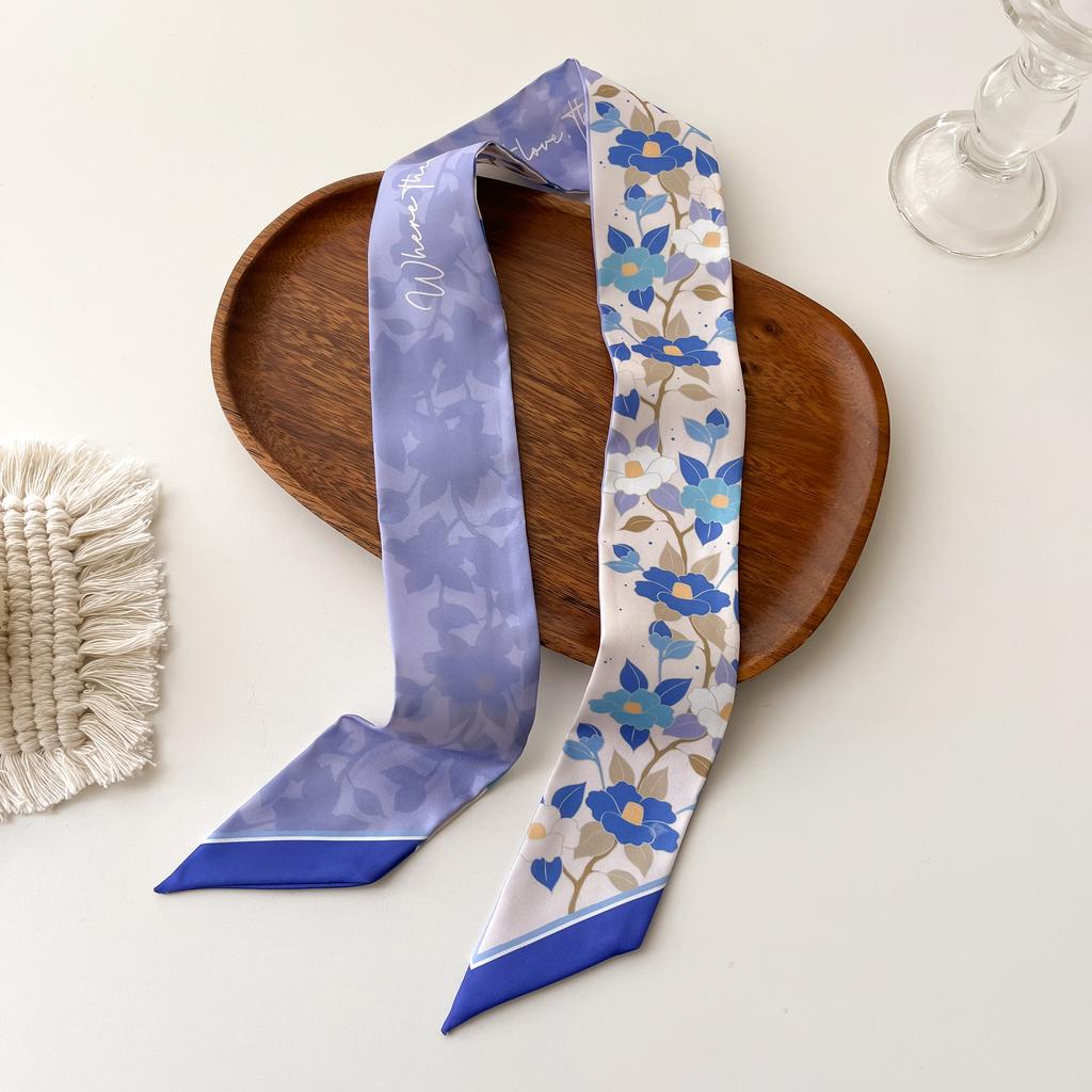 Europe Fashion New National Style Small Nroken Flower Women's Decorative Twill Binding Bag Handle Silk Scarf Ribbon Scarf