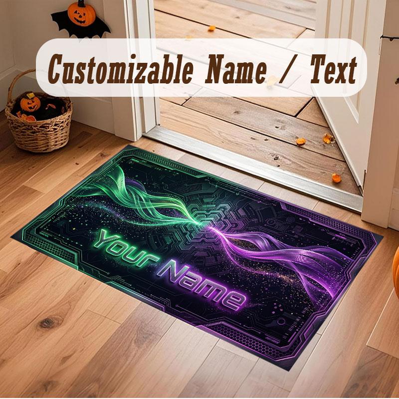 Abstract Personalized Theme Crystal Velvet Floor Rug Personalized Custom Name Text Warm Carpet Home Decoration