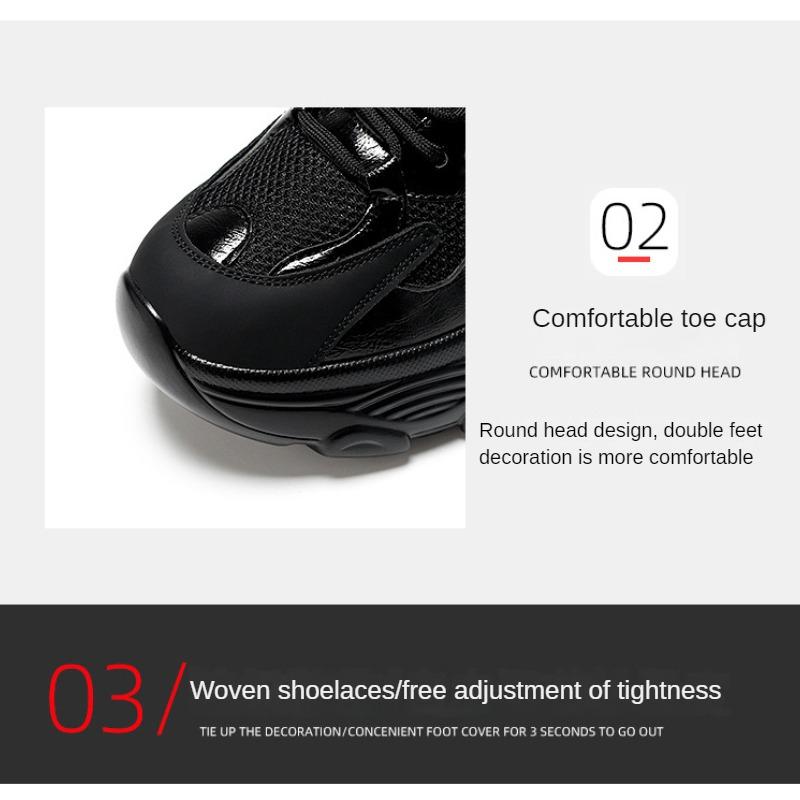 Mode Die Neue Mode Plattform Sportschuhe für Damen 2024 Sommer Schwarz Lässige Klobige Sneaker Damen Mesh Leder Plateauschuhe 8CM