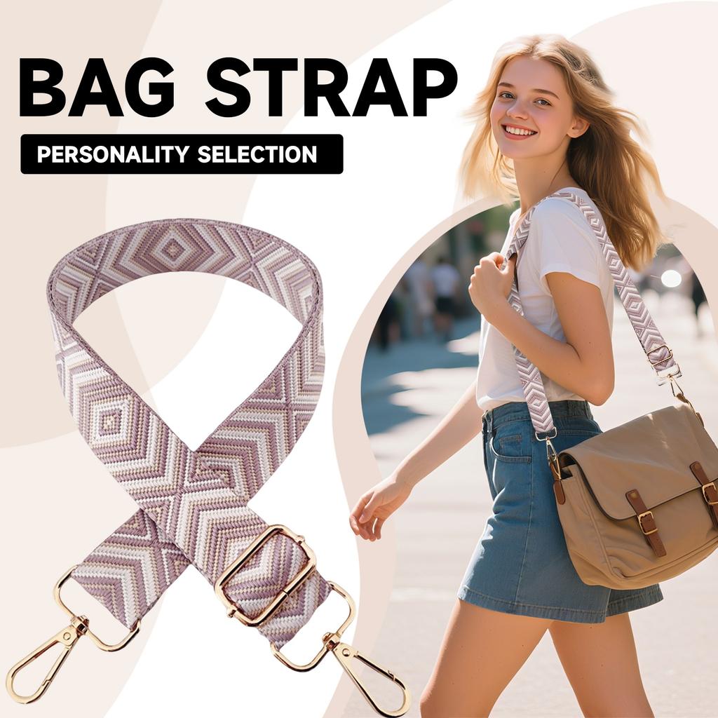 Colorful Embroidered Bag Straps, Adjustable Crossbody Shoulder Straps, Thick Fabric Straps, Diamond-shaped Adjustable Long Shoulder Straps.