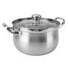 24cm Stockpot 201 Stainless Steel Spill Proof Soup Pot with Dual Handle Lid Glass for Kitchen