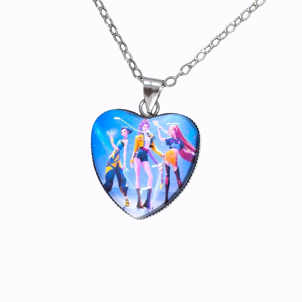 KPOP Dämonenjäger Herz Halskette - Rumi Zoey Mira Anime Film Legierung Schmuck Anhänger für Fans Geschenke
