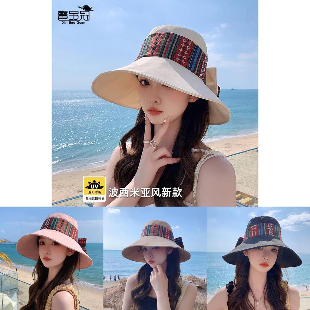 Bohemian Style Floppy Hat With Breathable Cotton For Summer Outdoor Travel
