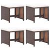 VidaXL Set of 4 Garden Stools with Cushions, Patio Seats, Outdoor Furniture Terrace Balcony, Modern, Brown 316806