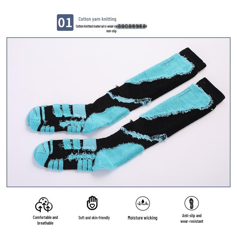 

Quick-Drying Cross-Border Ski Socks for Men & Women - Terry Sports & Mountaineering Socks, Towel Bottom Snow Socks One Size