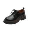 Women's 2024 Spring/Summer Retro Lace-Up Loafers - Thick Sole, Round Toe, Chunky Heel In British Style