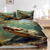 3pcs Crocodile Artwork Duvet Cover Set, Soft Comfortable Duvet Cover,Guest Room (1*Duvet Cover + 2*Pillowcase, Without Core) yy251104165