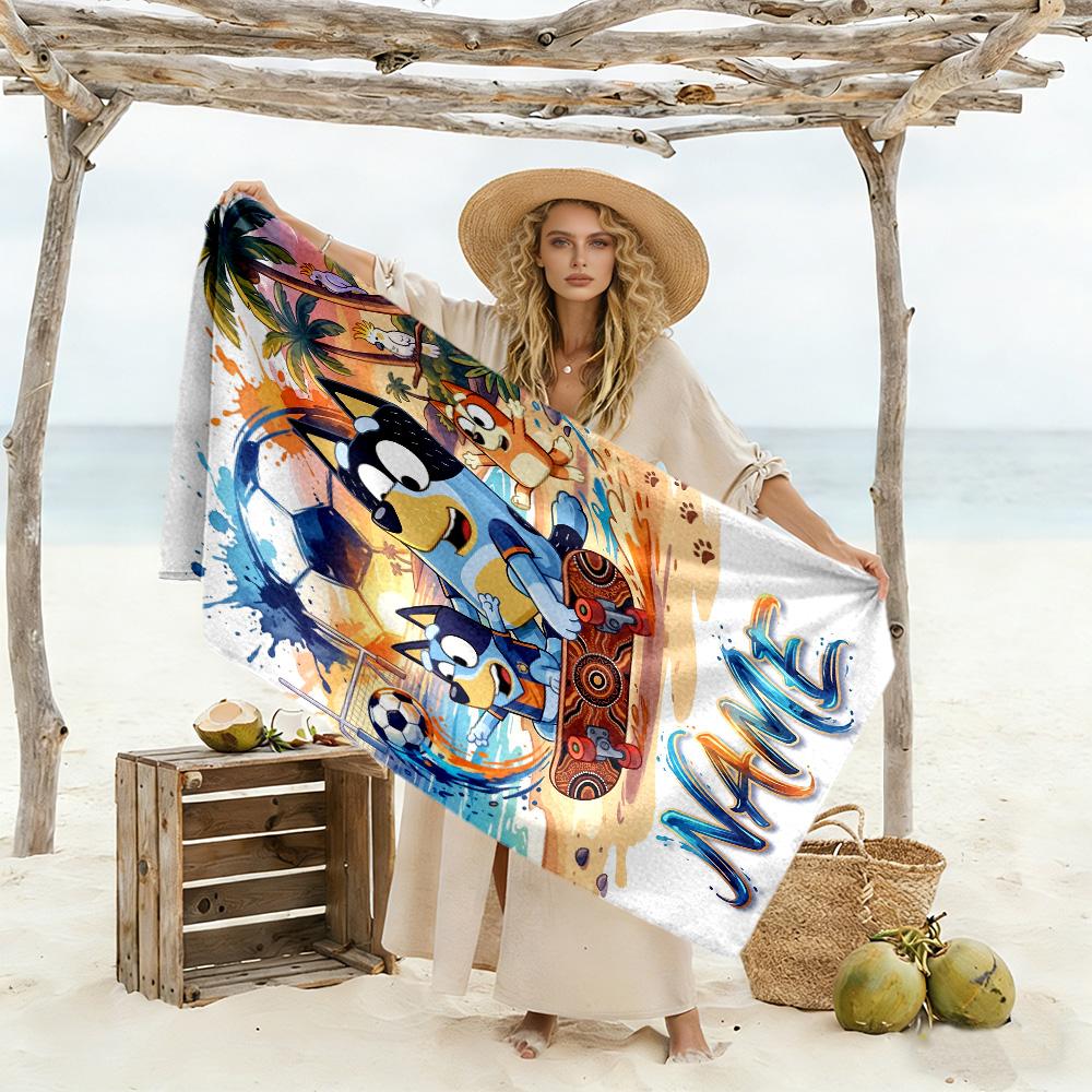 Halloween Night Adventure Personalized Name Beach Towel Soft Durable Quick-Dry Perfect for Traveling Yoga Camping and Swimming