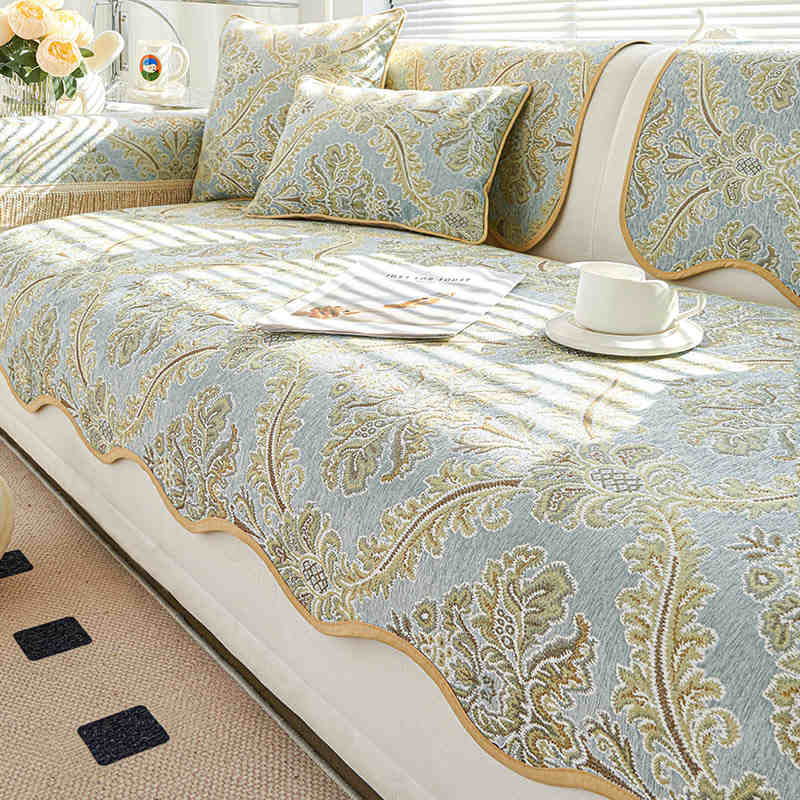 Chenille Sofa Cushion Non-slip Anti-wrinkle Sofa Cover All Seasons General European Modern Romantic Plant Jacquard Couch Cushion