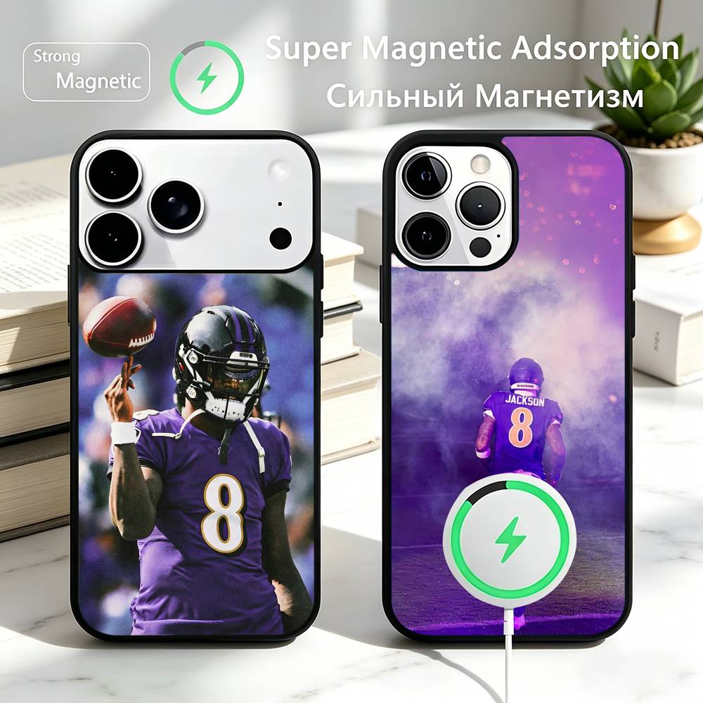 Lamar Jackson American Football 8 Phone Case For iPhone17,16,15,14,13,12,11 Plus,Pro Magnetic with Magsafe Wireless Charging