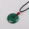 Natural Green Jade Donut Charm Necklace Ice Embellish Green Pendant Necklaces Simple  Jewelry For Women Men Gifts