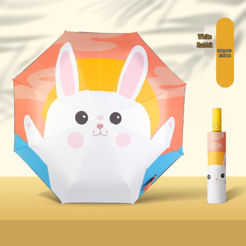 Children's Cute Print Auto Safety Anti-Rebound UV Protection Folding Parasol