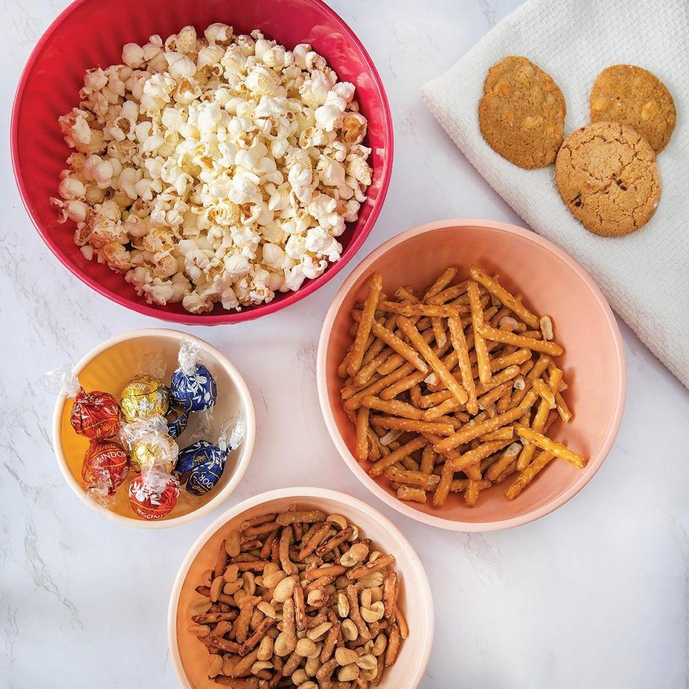 4 Stück/Set Lebensmittelqualität Weitmaul-Rührschüssel-Set Kunststoff Versiegelter Snackbehälter Stapelbar mit Sichtdeckel Salatschüssel Obst