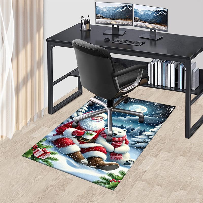1pc Santa Claus, Polar Bear Carpet Office Rug Outdoor Mat Home Decor Area Carpet Festival Gift Office desk chair carpet