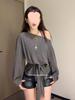 Off-Shoulder Sun Protection Cardigan T-Shirt - Women's Loose Long-Sleeve Trendy Summer Top