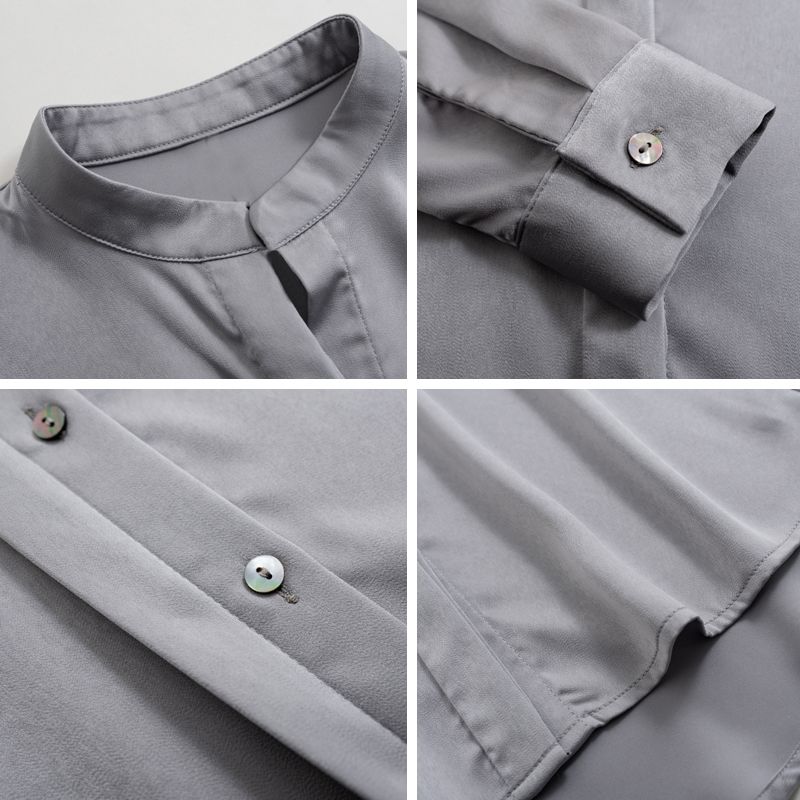 European Station Office Lady Style Single-Breasted Long-Sleeve Shirt