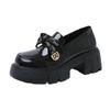 Spring Single Shoes Women's Retro Small Leather Shoes Women's Platform Muffin Shoes Bow One Pedal