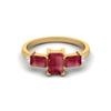 6X4MM Octagon Ruby 925 Sterling Silver Gold Vermeil Three Stone Wedding Women Ring