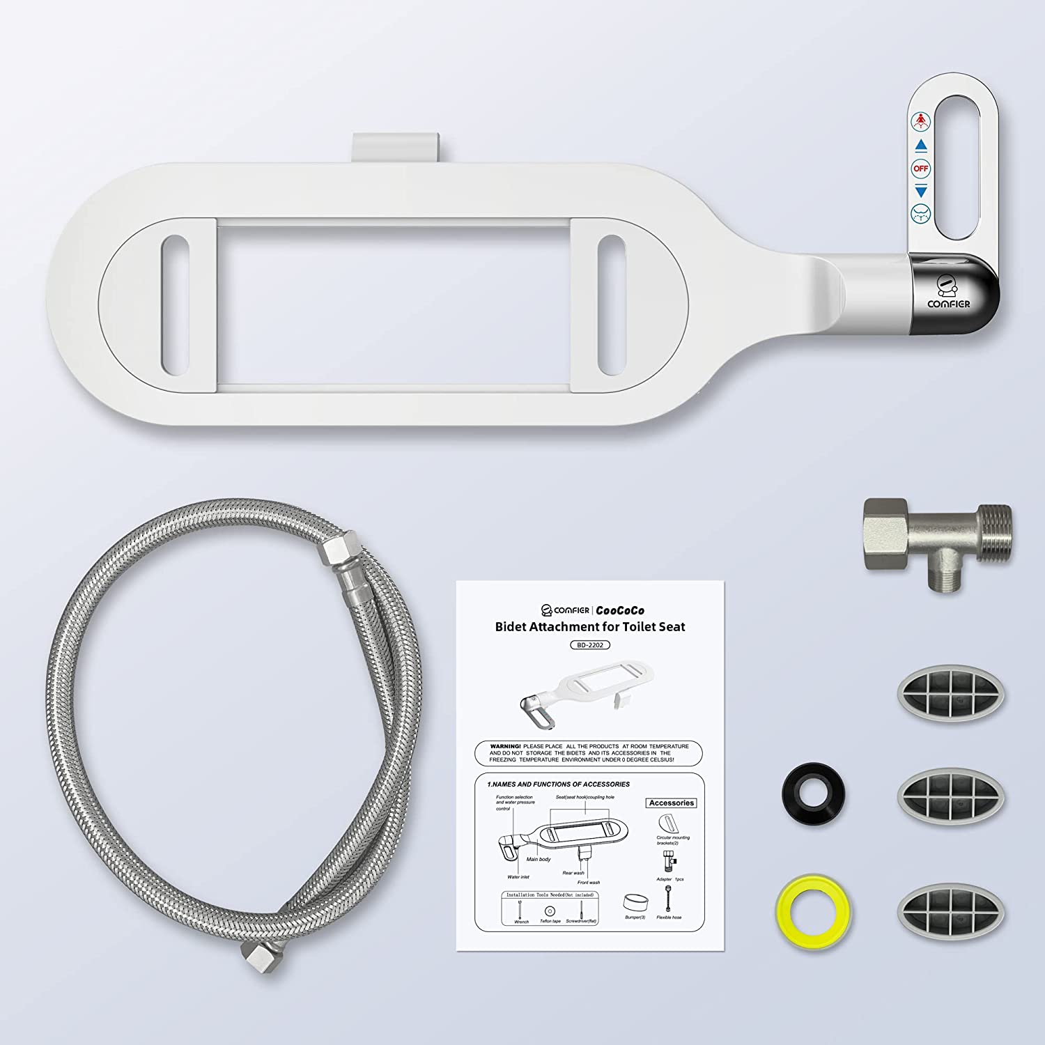 

2023 Биде-крепление для сиденья унитаза, самоочищающееся, фронтальное и заднее омывание, неэлектрическое механическое ABS Plastic белый