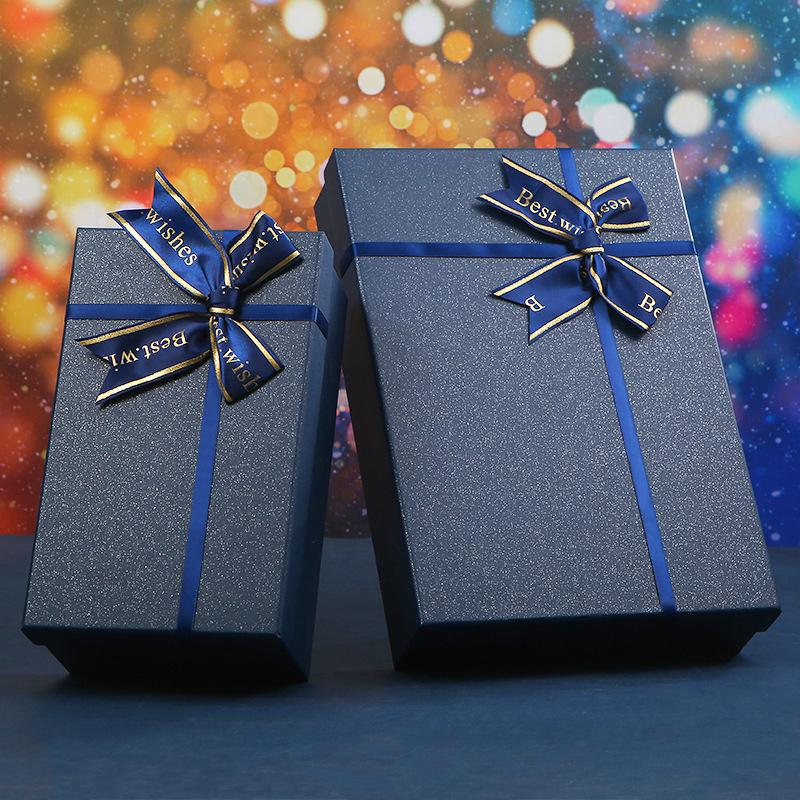Scatola da Imballaggio Rettangolare Blu con Fiocco Scatola Regalo Creativa Fai da Te Souvenir Matrimonio Regalo Compleanno San Valentino