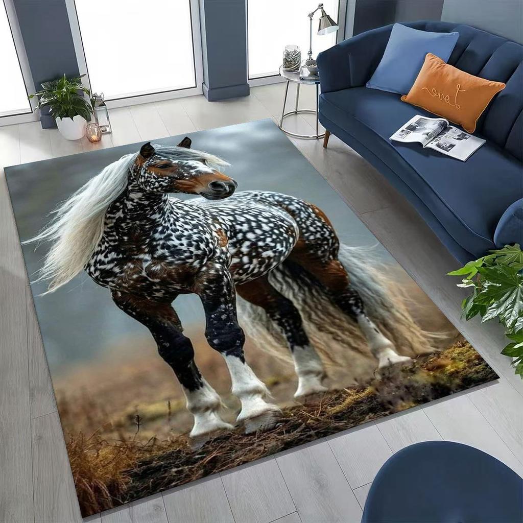 Traum Galopp Ross Pferd Mustang Cartoon Kunst Teppich Teppich für Schlafzimmer Wohnzimmer Sofa Haus Fußmatte Dekor, Kinder Rutschfeste Bodenmatte