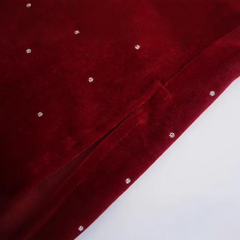 Autumn/Winter Velvet Ruched Slit Camisole Dress: European & American Style