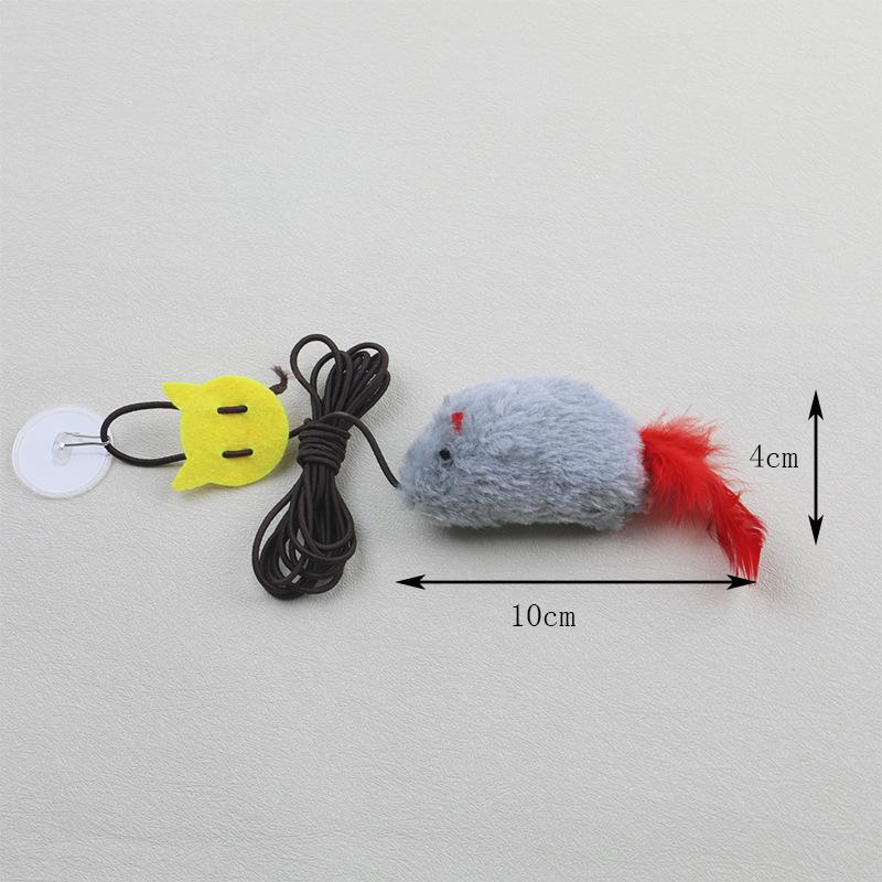 Hot Hanging Sound Feather Mouse Elastic Rope Simulation Plush Call Mouse Cat Cat Self-health Artifact Cat Toy