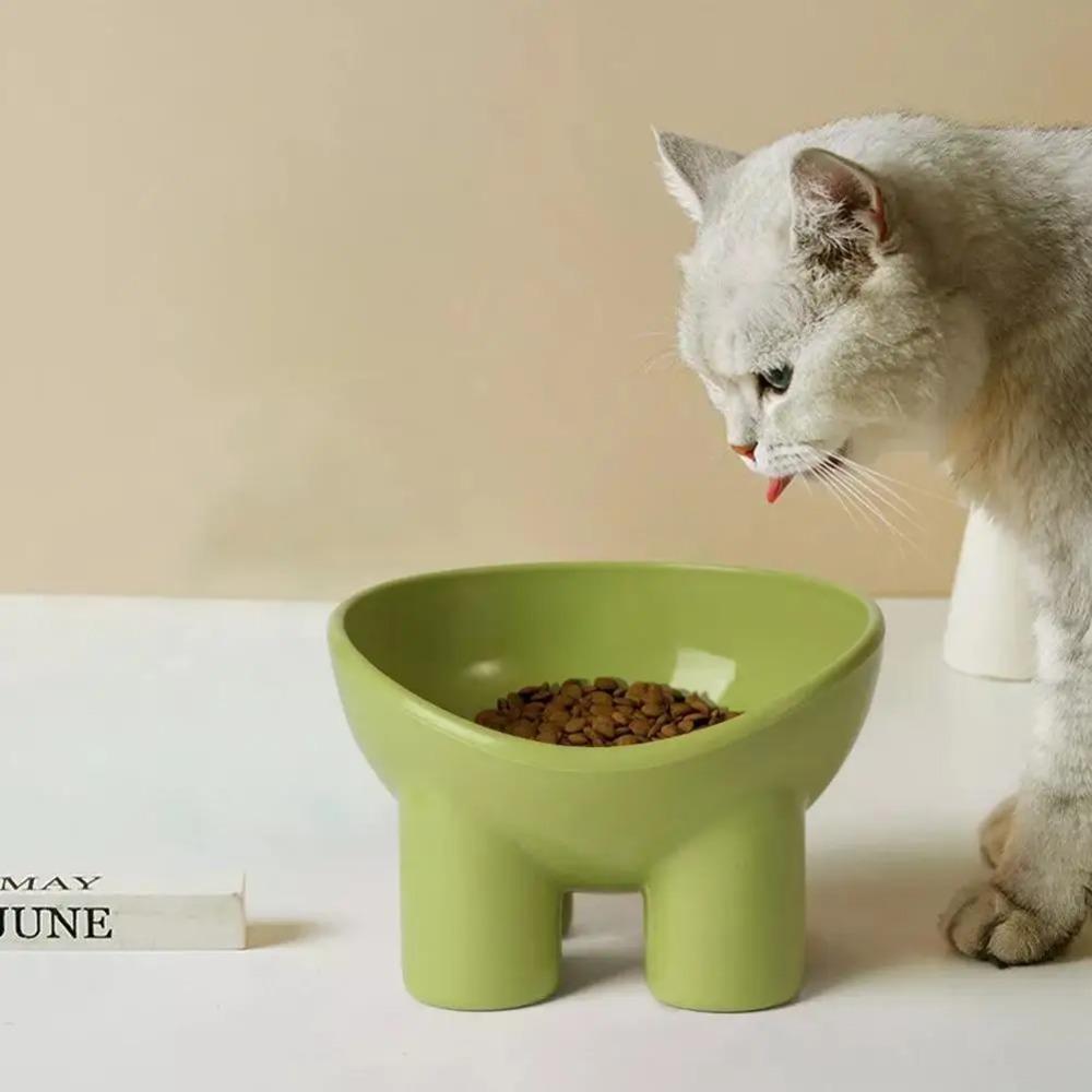 Non-Slip Anti-Dumping Pet Bowl 45° Inclined - Macaron 4-Color Pet Grade, High Feet Stable Food & Water Dish for Cats Dogs
