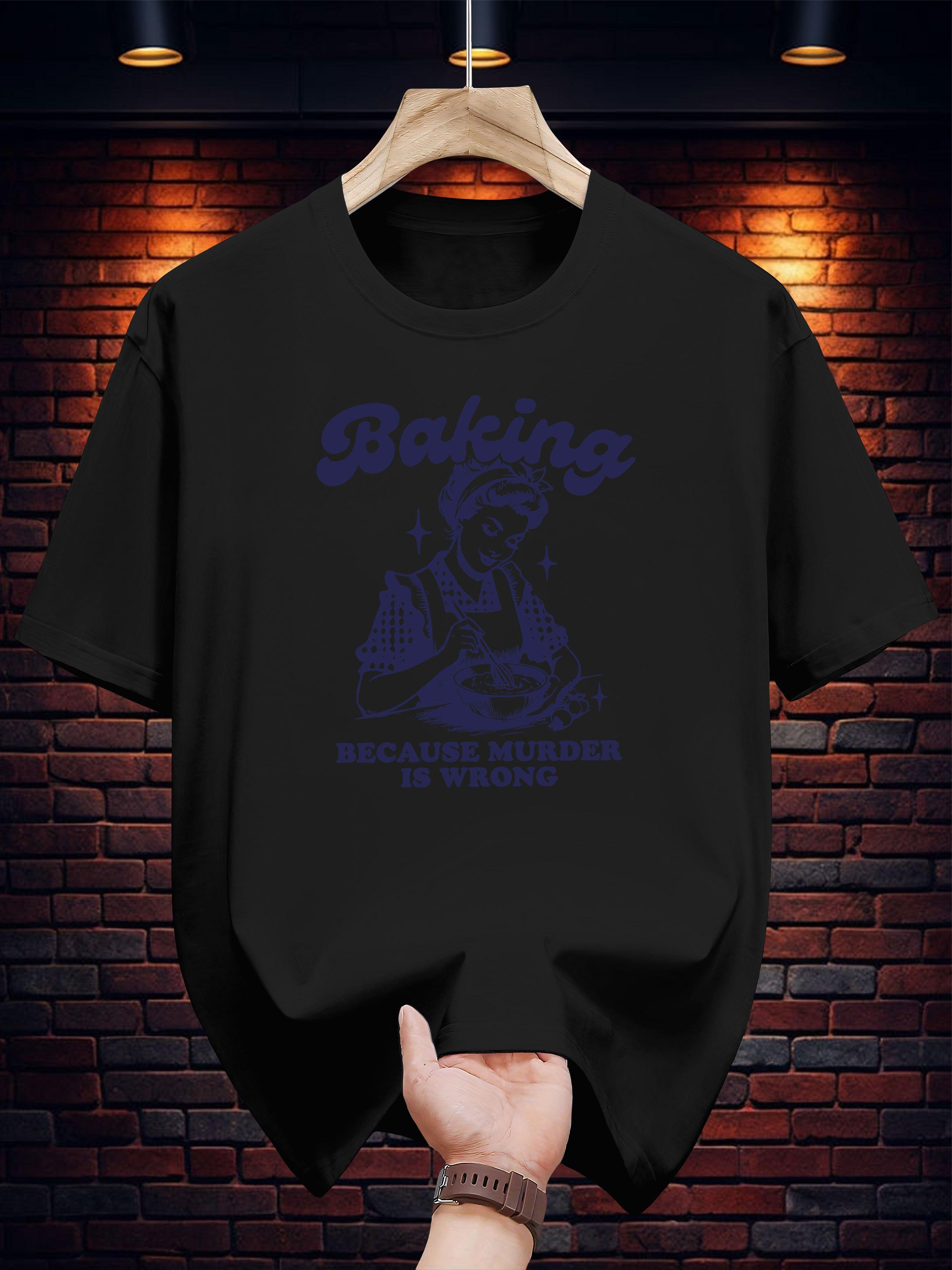 T-shirt - Navy Blue Baking-Themed Graphic Print S