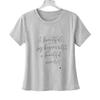 Damen-T-Shirt mit Rundhalsausschnitt, kurzen Ärmeln und Stickerei
