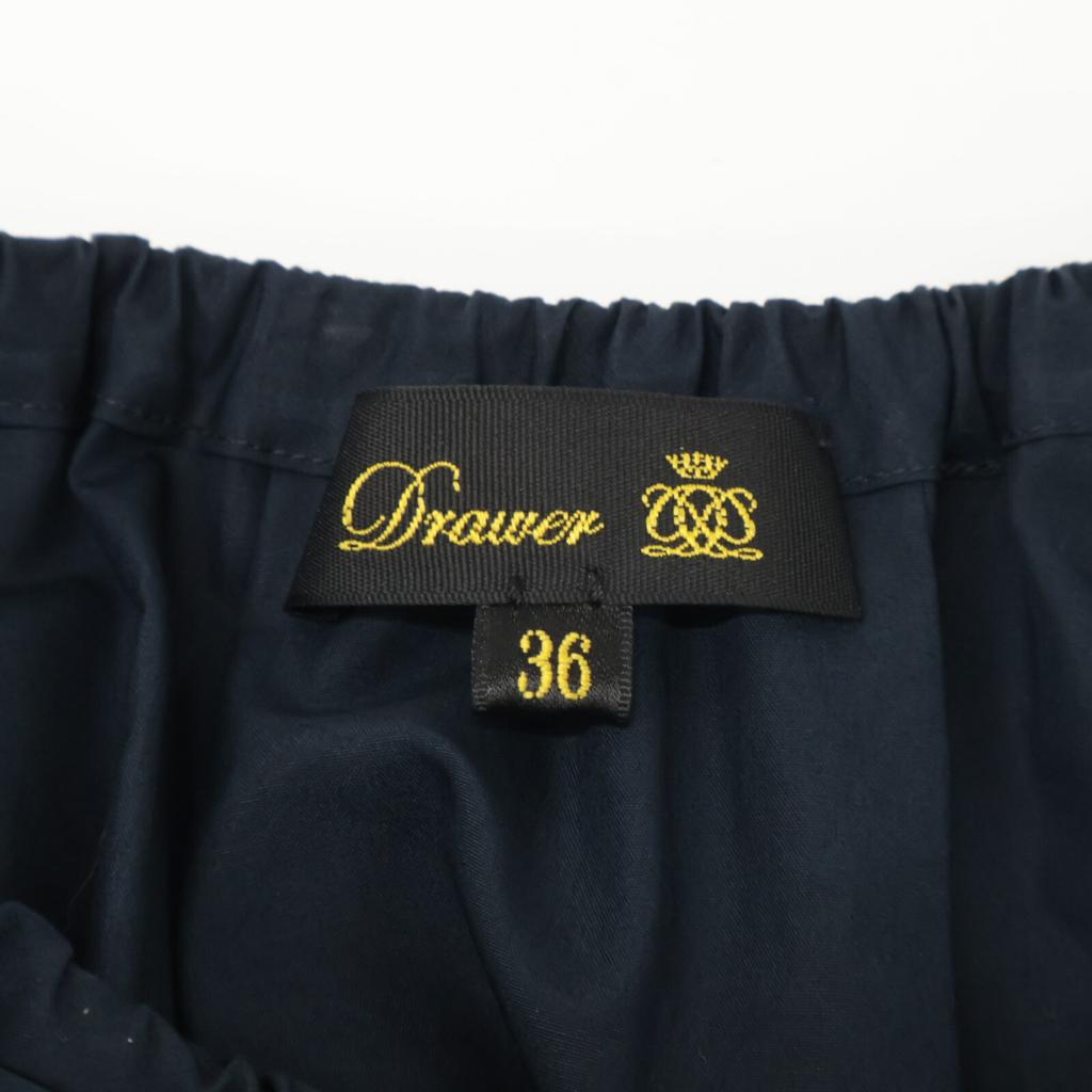 DRAWER 6526-299-1409 Navy Gathered Short Sleeve Dress Dress 36 NavyUsed