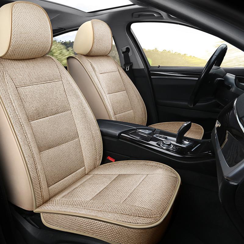 Universal Full Coverage Leather Car Seat Cushion and Linen Cover
