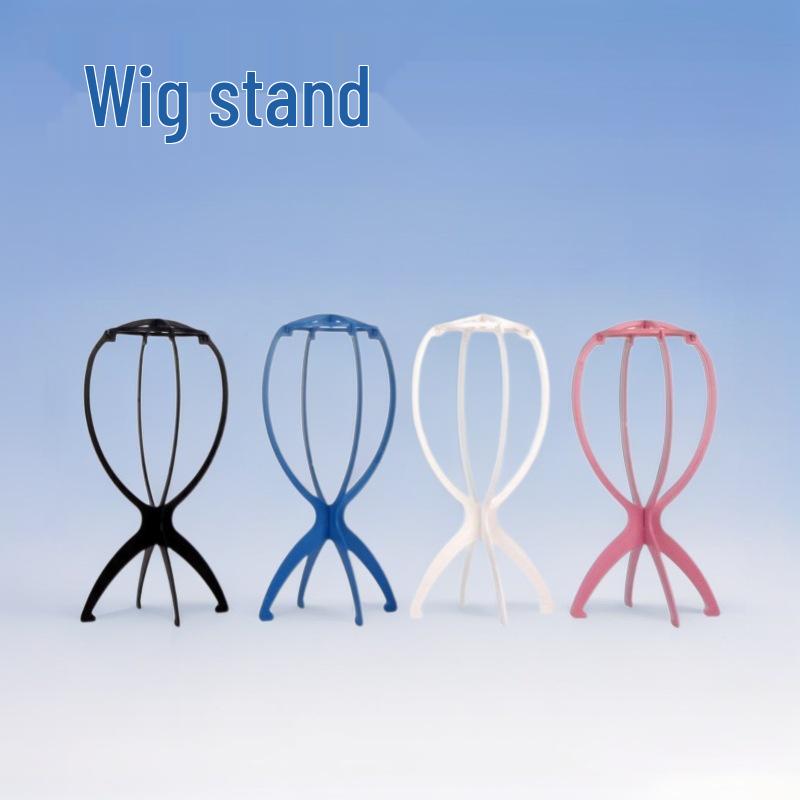 Barber Shop Folding Wig Stand - Plastic Hair Support Tool & Head Cover Holder