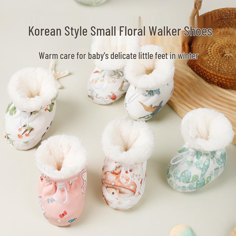 Non-Slip Fleece Baby Shoes for 0-1 Year Old Boys & Girls, Pre-Walking Foot Covers, 6-12 Months