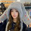 Winter outdoor thermal hat children plush cartoon cute rabbit ears cold protection ear protection knitted pullover hat tide