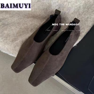 Mocassins Femininos de Bico Quadrado Sapatos Tendência Moda 2025 Salto Baixo Sapatos para Office Lady Caminhada Casual Vestido Designer Novo Mujer Zapatillas