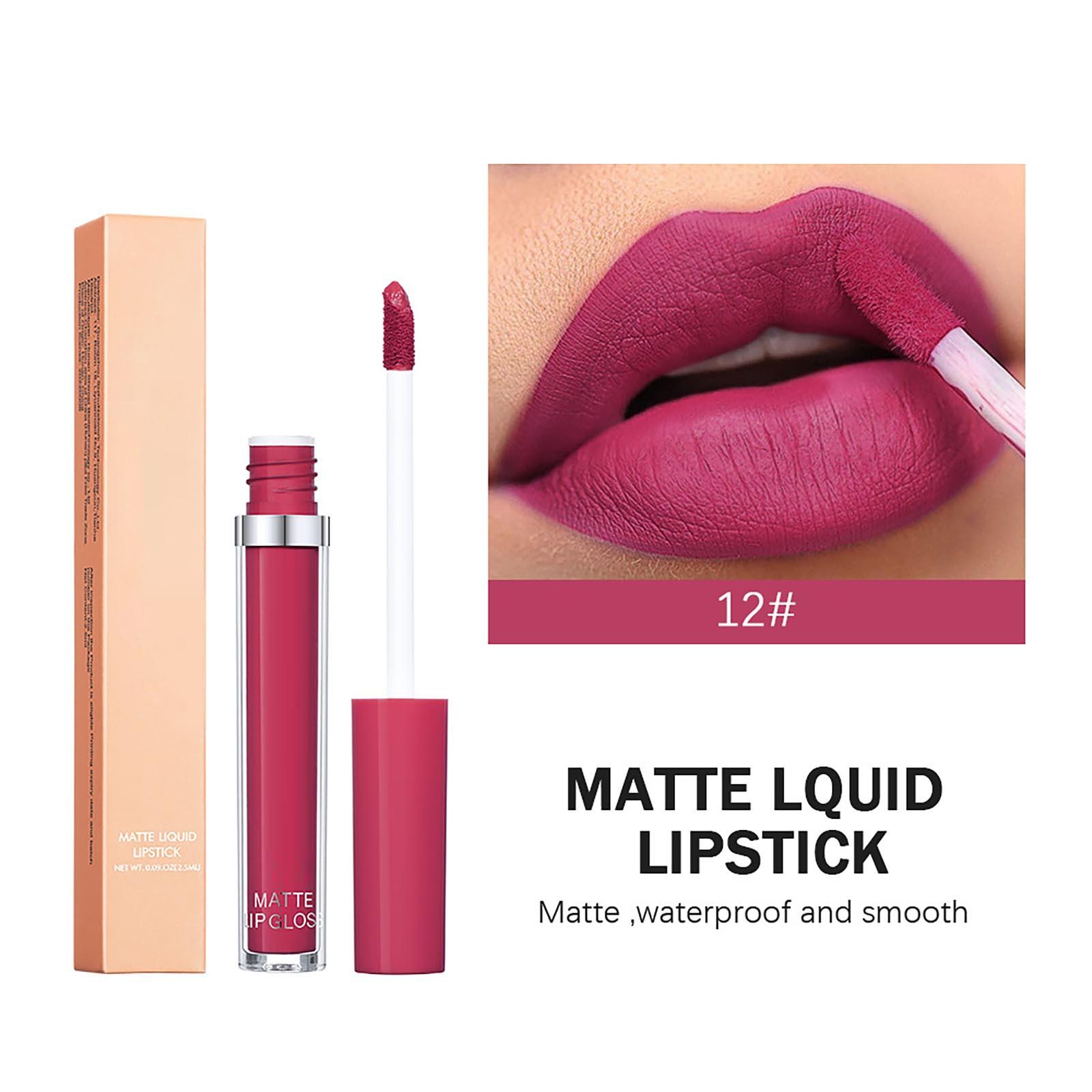

12 Colors Of Lip Gloss, Non-stick Velvet Lipstick Lip Glaze 2.5ml One Size