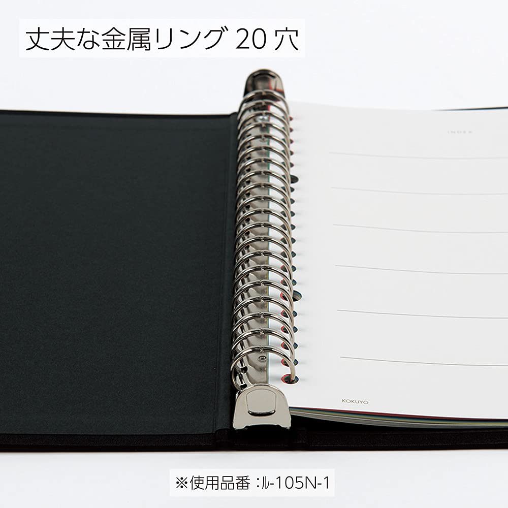 Kokuyo Color Palette Binder Up to 100 Navy Notebook, A5, 20-Hole, Sheets, Blue, Lu-105-2Z