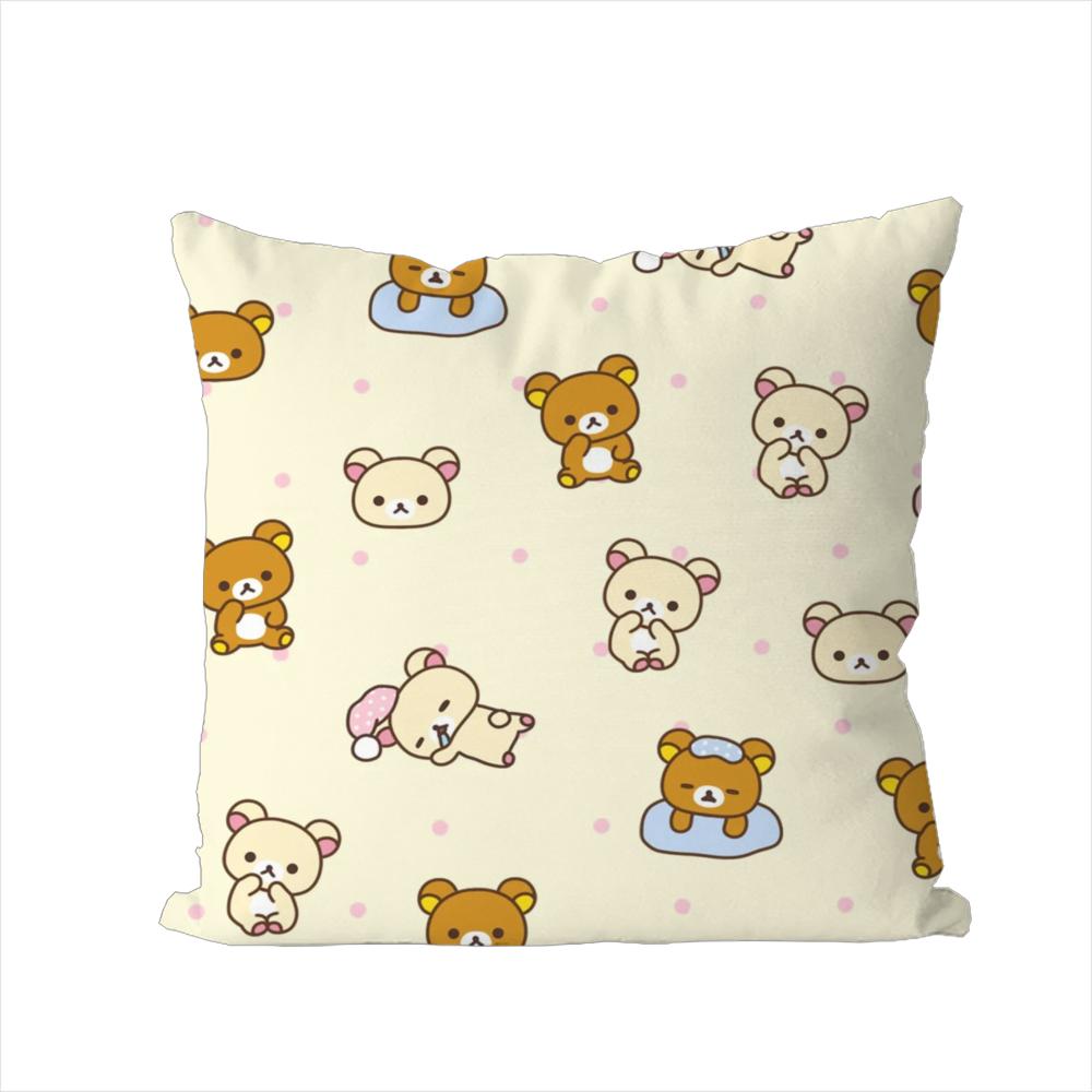 Cute RRilakkuma Pillow Case For Car Sofa Decorative Home Doublesided Print Plush Square Throw Pillow Cushion Cover