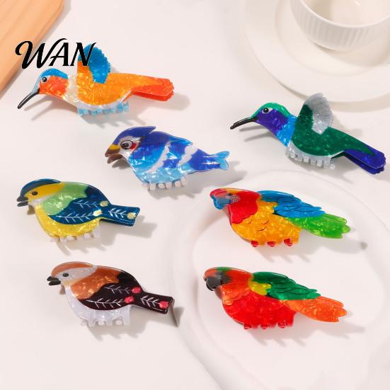 Bird Shaped Clip Colorful Hair Claw Strong Hold Non Slip Parrot Sparrow Design Clips Hummingbird Shape Clamp Accessories for Women Girls Lightweight