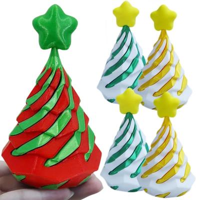 3D Printed Christmas Tree Ornaments Funny Spiral Pass Cone Sculpture Fidget Toys Xmas Trees and Hat Home Decoration Navidad Gift