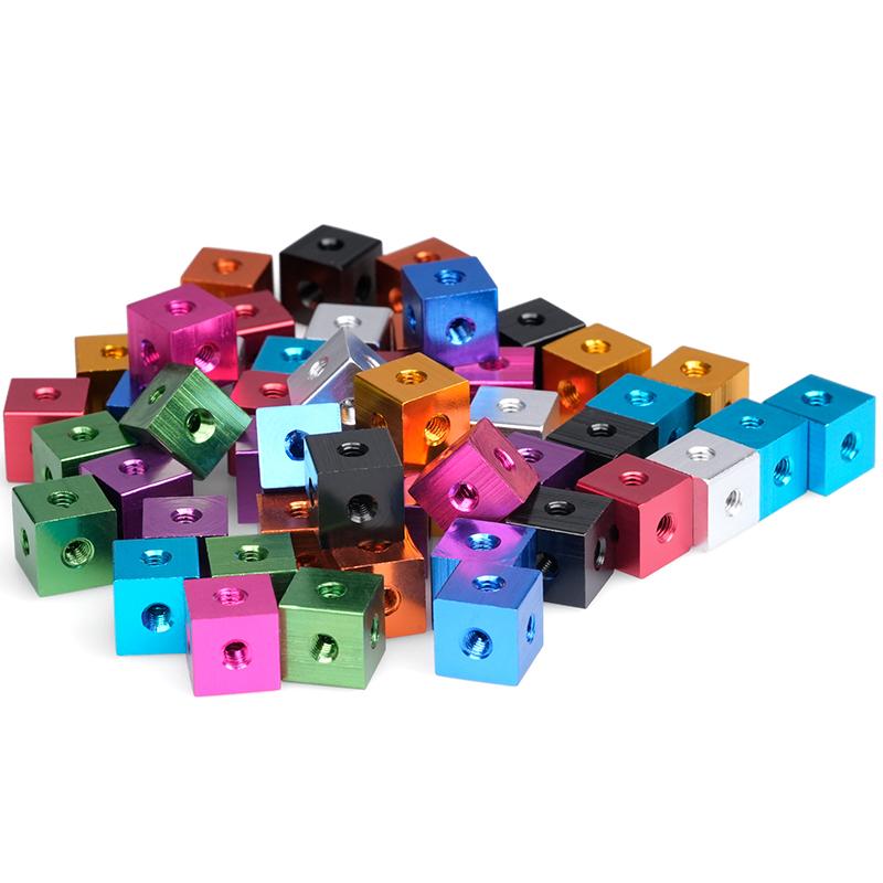 Aluminum Alloy Fixed Block Six-sided Nut M3 M4 M5 M6 M8 M10 Cube Nut Block Connector For Fixed Acrylic Sheet Accessories
