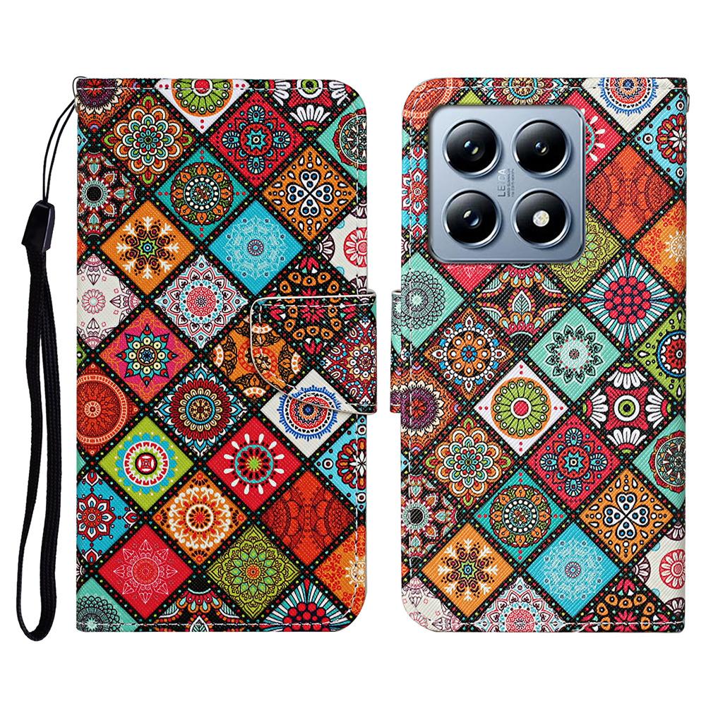 Für Xiaomi 14T Hülle Musterdruck Schutz Leder Folio Handyhülle