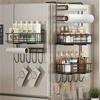 Refrigerator Storage Rack Side Hanging No-nail Sticker Tissue Paper Holder Cling Film Roll Paper Kitchen Seasoning Organizer