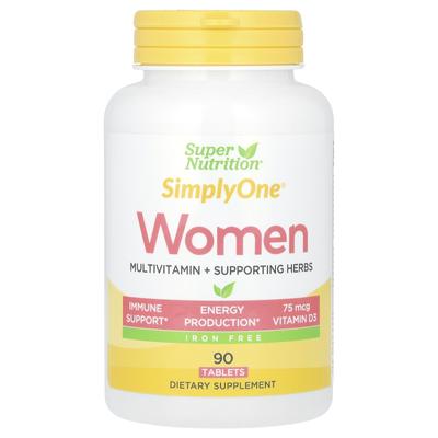 SimplyOne, Women's Multivitamin + Health-Promoting Herbs, Iron-Free, 90 Tablets